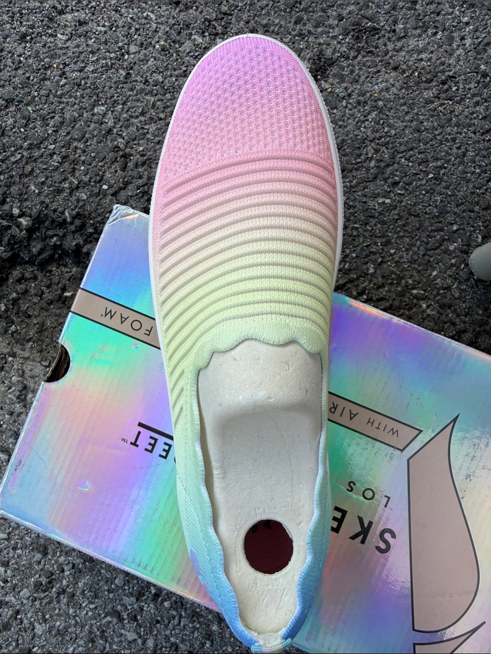 Skechers Women's Pastel Gradient Slip-On Sneaker - Pink Green Blue - Picture 3 of 3
